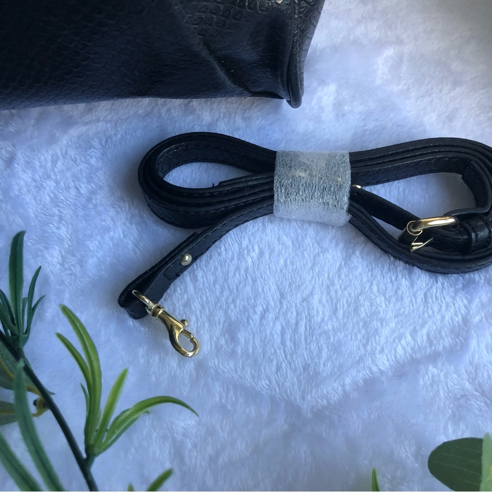 LuLu By LuLu Guinness Reptile Faux Leather Crossbody Bag, Black - Picture 9 of 12